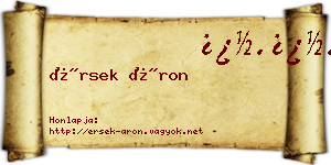 Érsek Áron névjegykártya